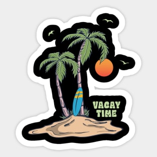 Vintage Sunset Summer Surfing Beach Plam Tree Vacay time Sticker